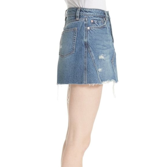 Free People Ripped Denim Mini Skirt - Picture 4 of 5